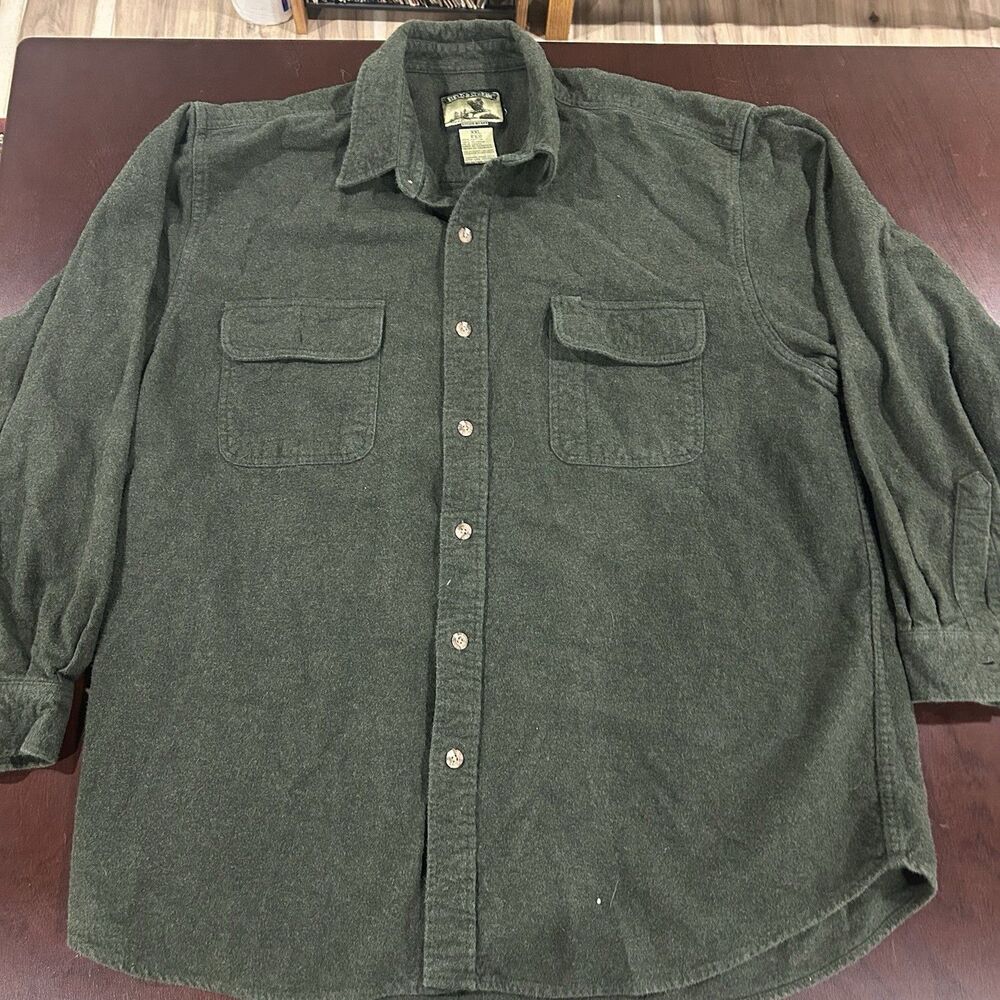 Vintage Field & Stream Shirt Mens XXL Green Flannel Button Up Long Sleeve Cotton